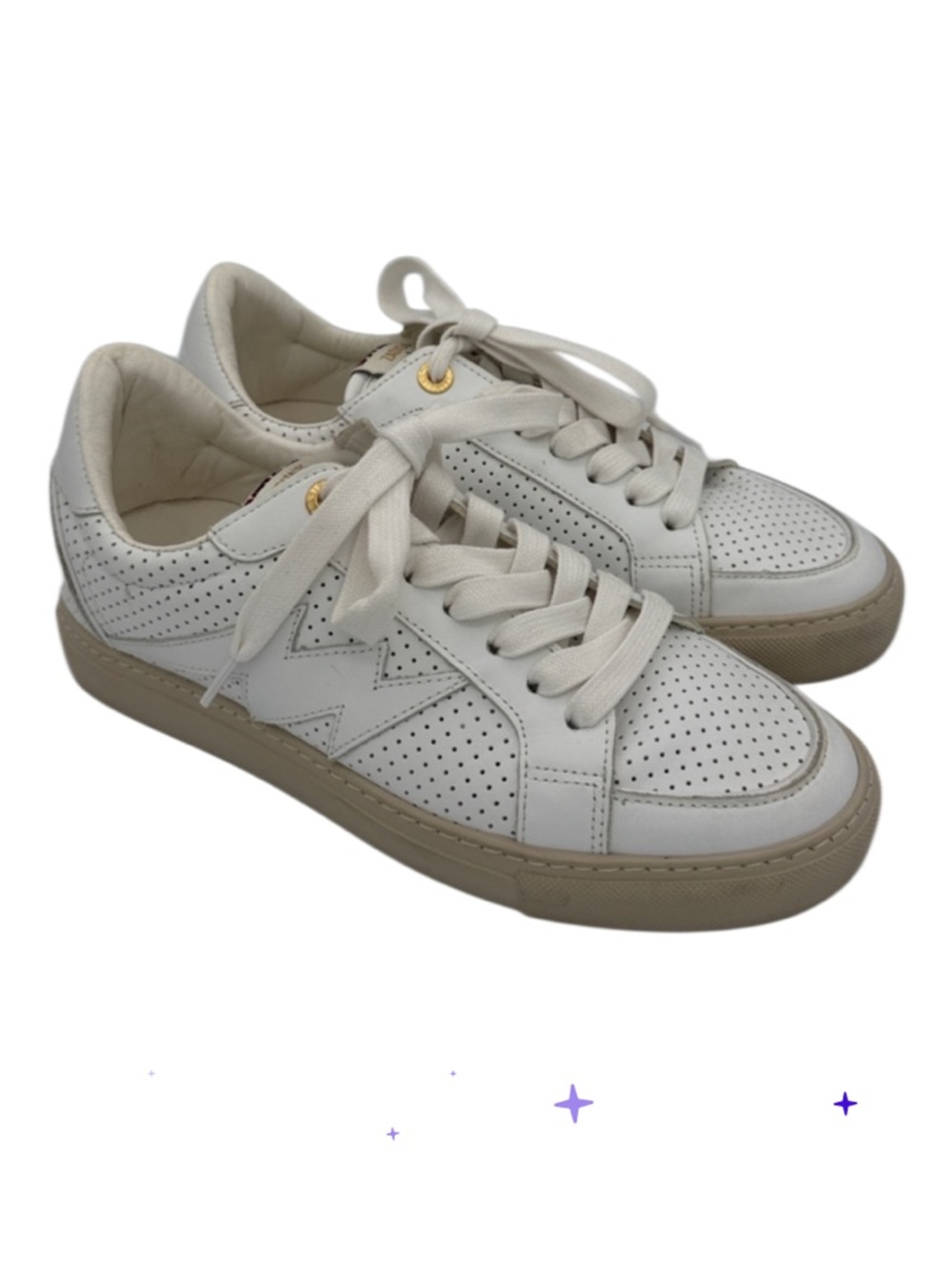 ZADIG & VOLTAIRE blanc sneaker in white/ tan soles size 38/ US 8 - Picture 2 of 11